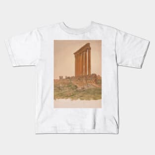 Ruins of the Temple of Zeus, Baalbek by Frederic Edwin Church Kids T-Shirt